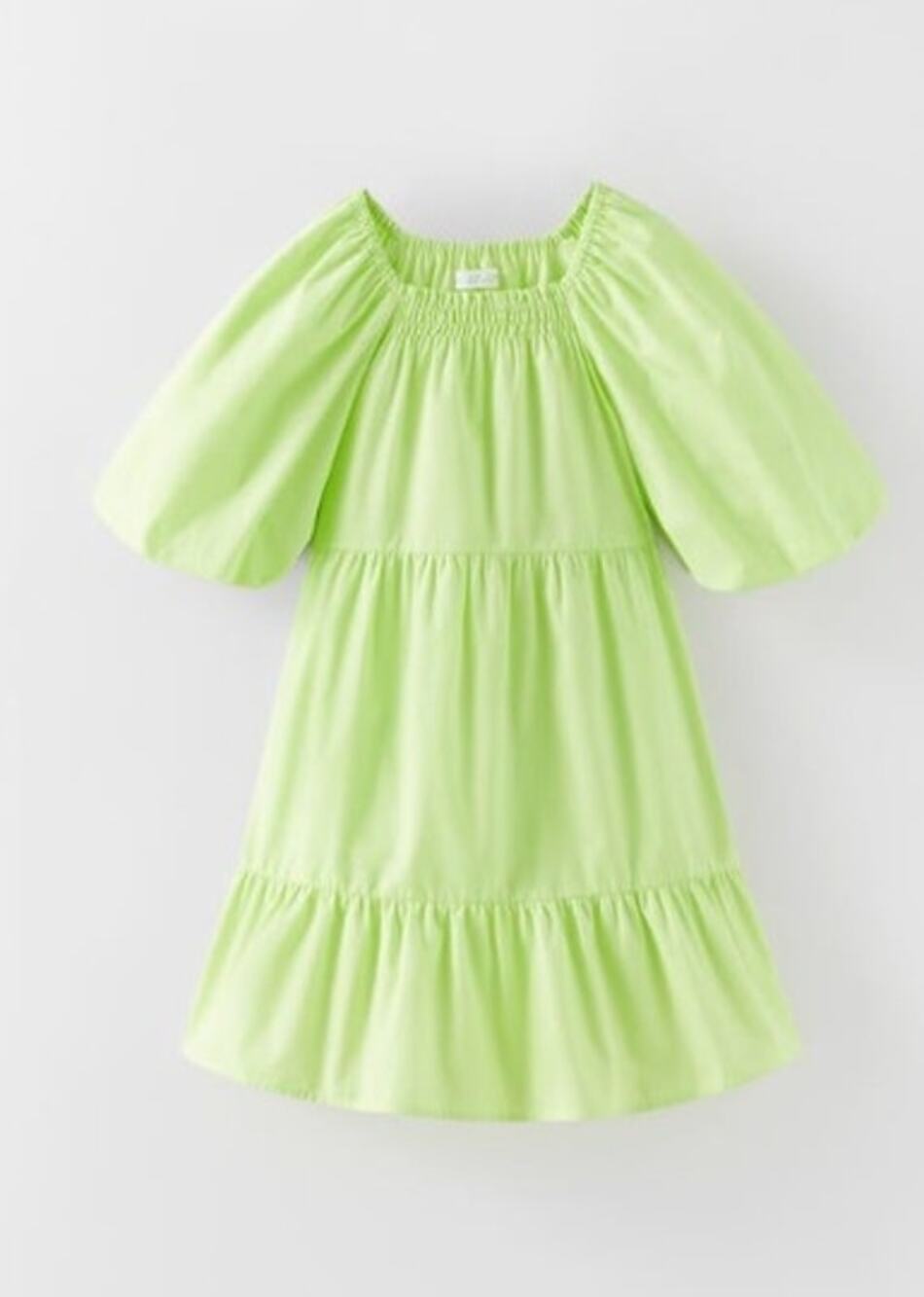 Zara Puff Sleeve Dress in LIME GREEN (8)